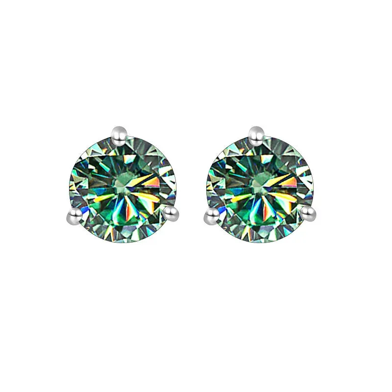 Exquisite Moissanite Stud Earrings For Women Girls S925 Sterling Silver 0.5-1ct Sparkling Jewelry