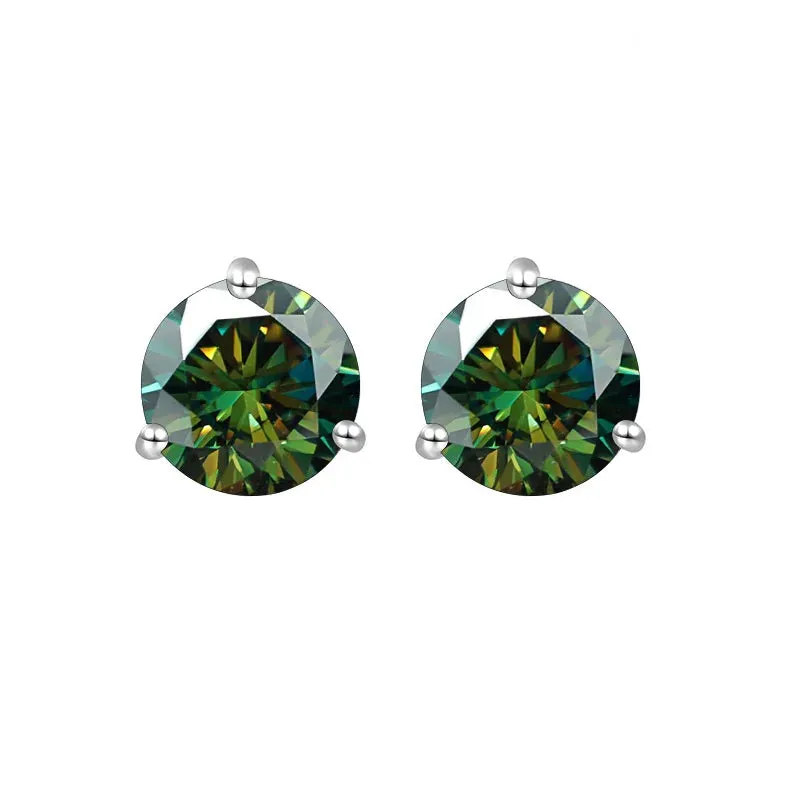 Exquisite Moissanite Stud Earrings For Women Girls S925 Sterling Silver 0.5-1ct Sparkling Jewelry