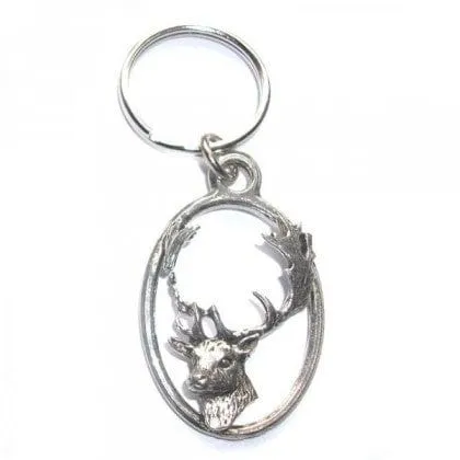 Fallow Deer Head Pewter Key Ring