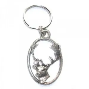 Fallow Deer Head Pewter Key Ring