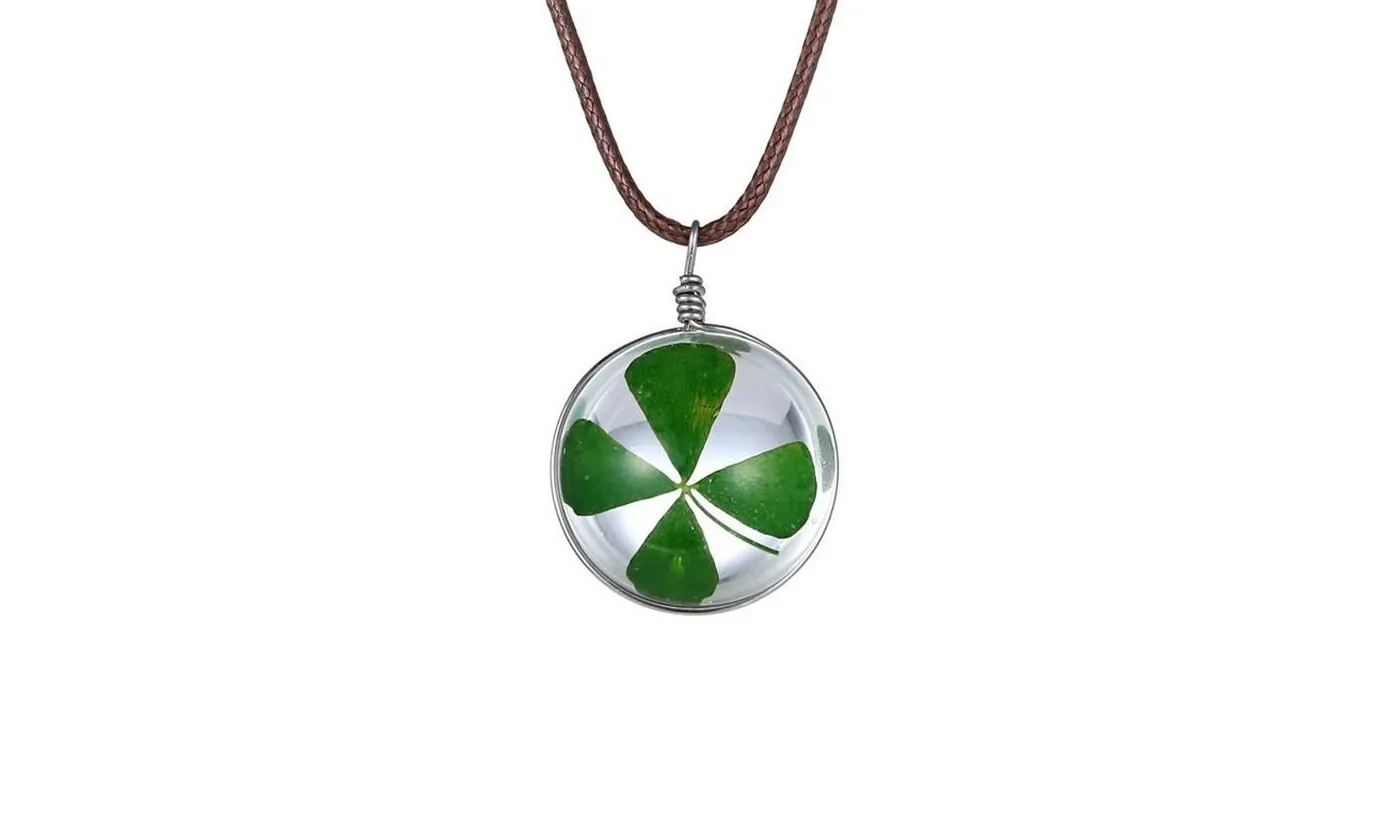 Fashion Crystal glass Ball Clover Pendant Necklace