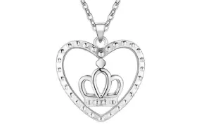 Fashion Silver Plated Heart Crown Style Pendant Necklace