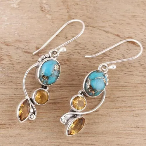 Fashionable Crafted Alloy Geometric Dangle Earrings