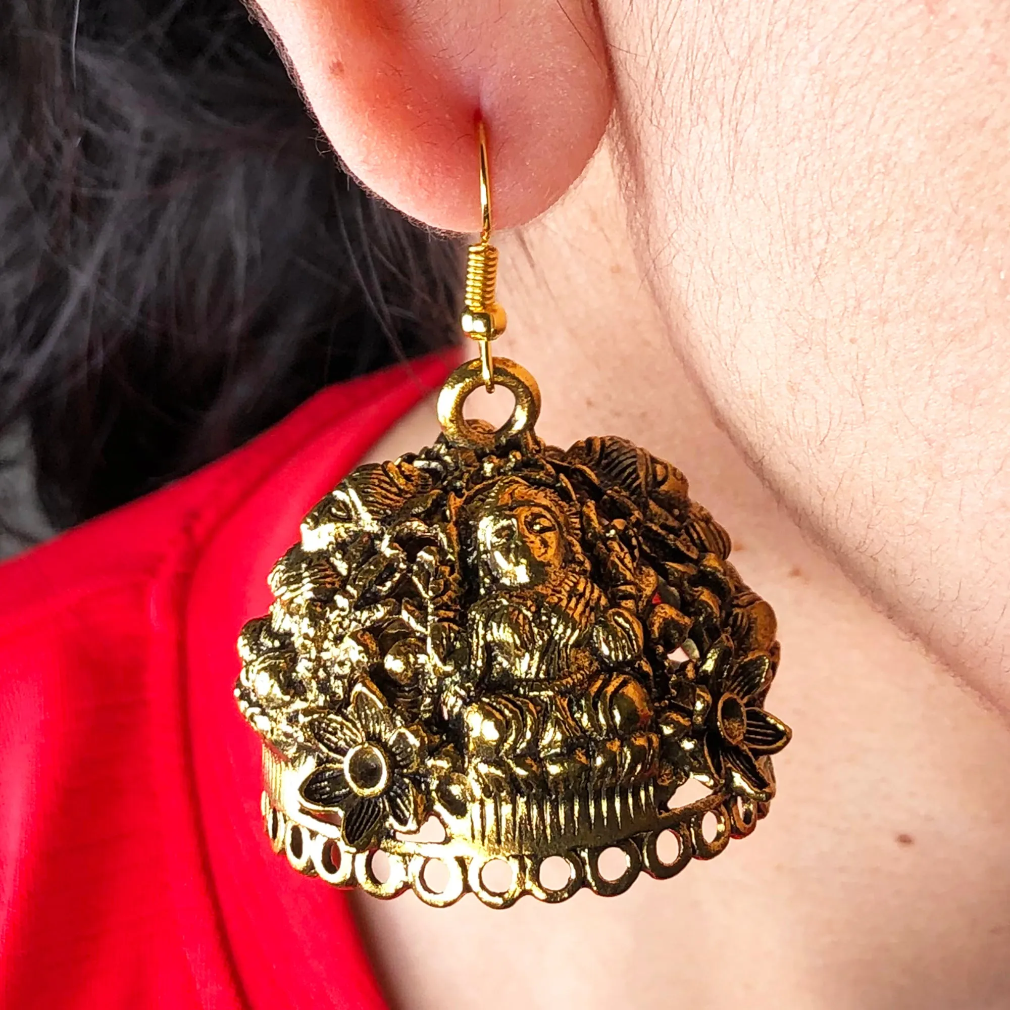 Fashionable Golden Brass Earrings