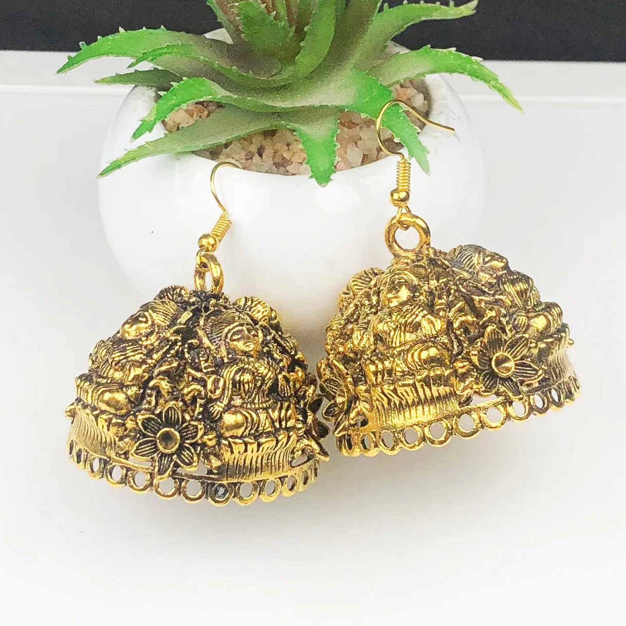 Fashionable Golden Brass Earrings