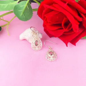 Fashionable Green Amethyst Earrings Made of Brass Silver Polished Danglers