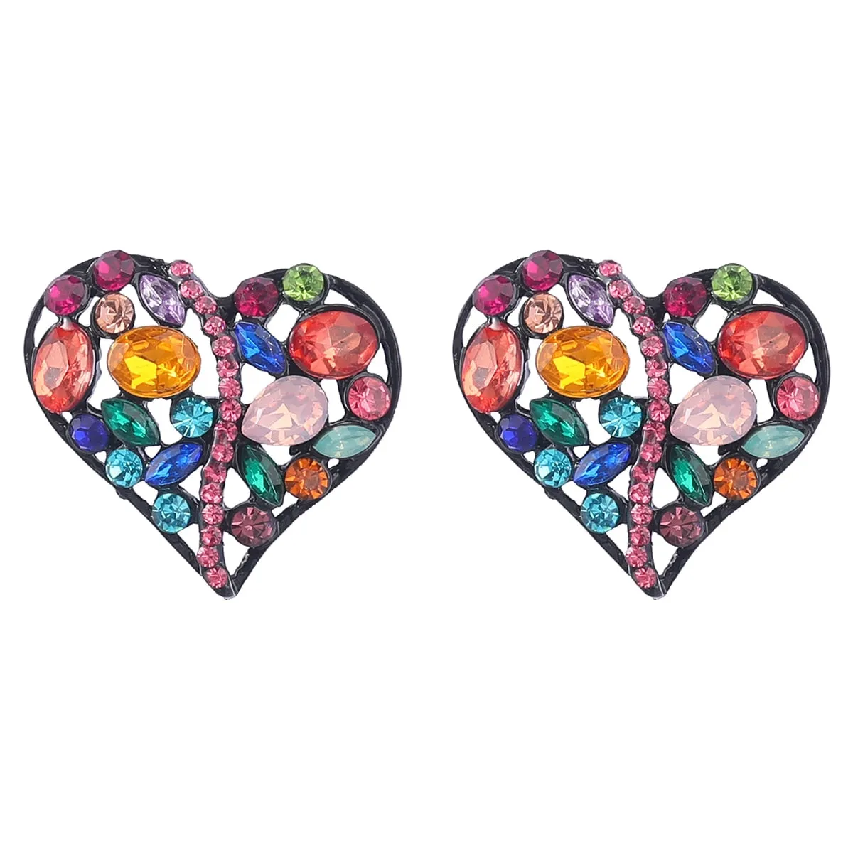 Fashionable Metal Heart Shaped Hollow Earrings Women