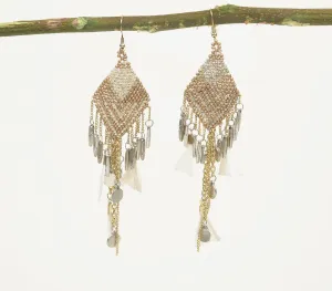 Feathered & Beaded Boho-Chic Earrings