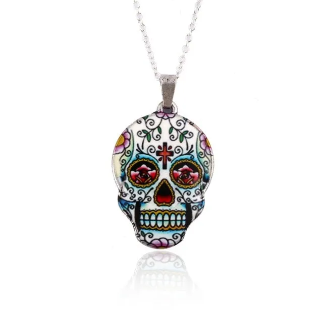 Flower Skull Necklace