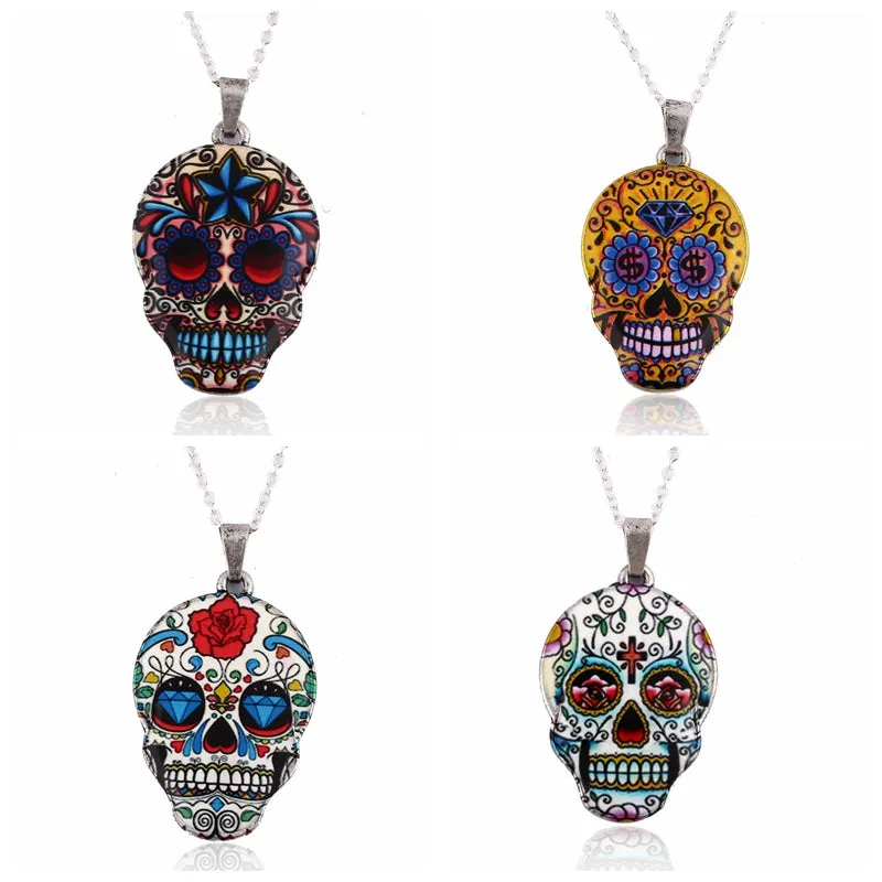 Flower Skull Necklace