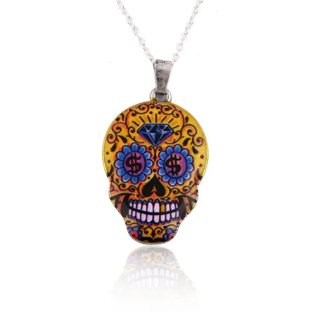 Flower Skull Necklace