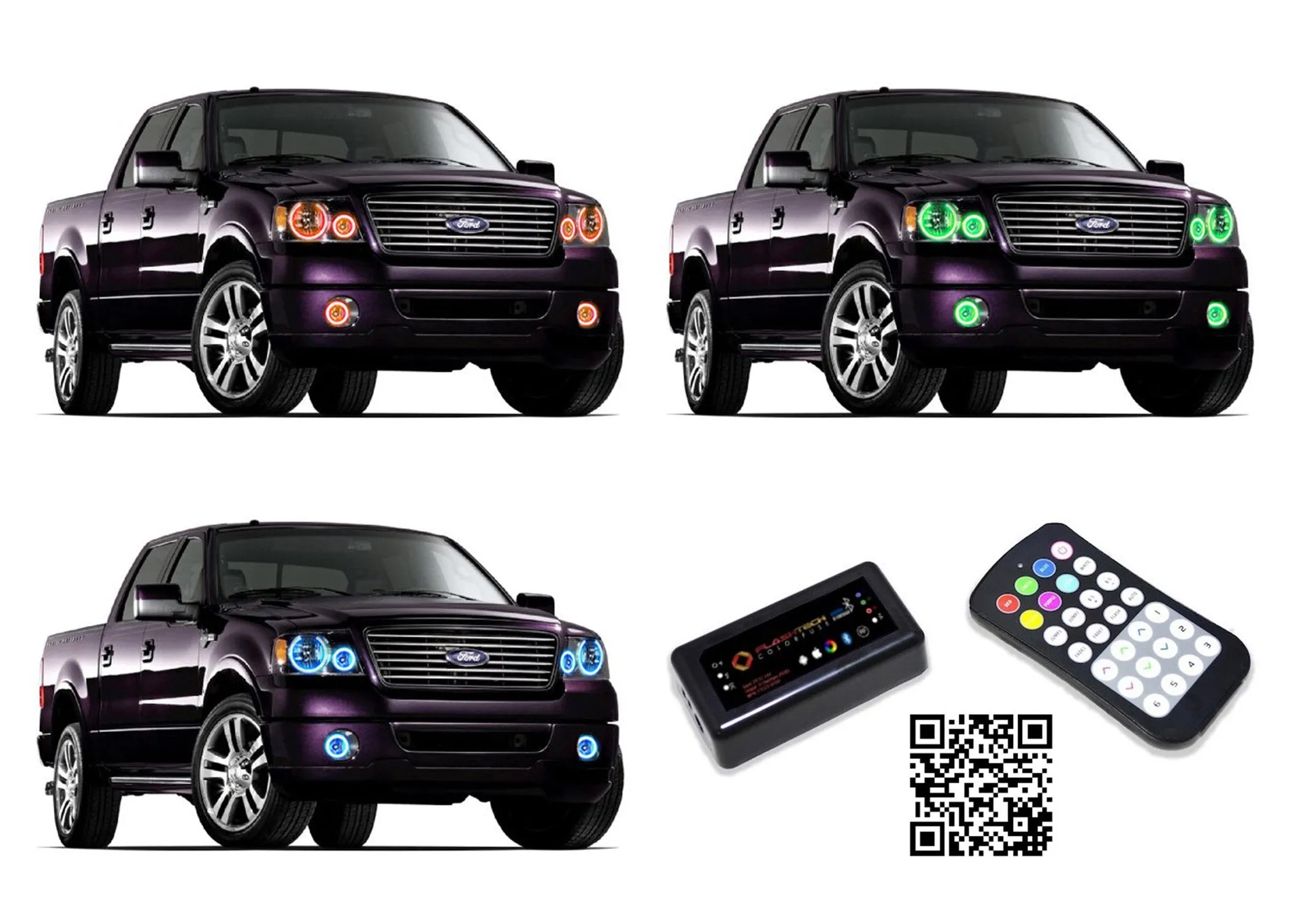 Ford F150 V.3 Fusion Color Change Headlight & LED Halo Fog Light Kit 2004-2008