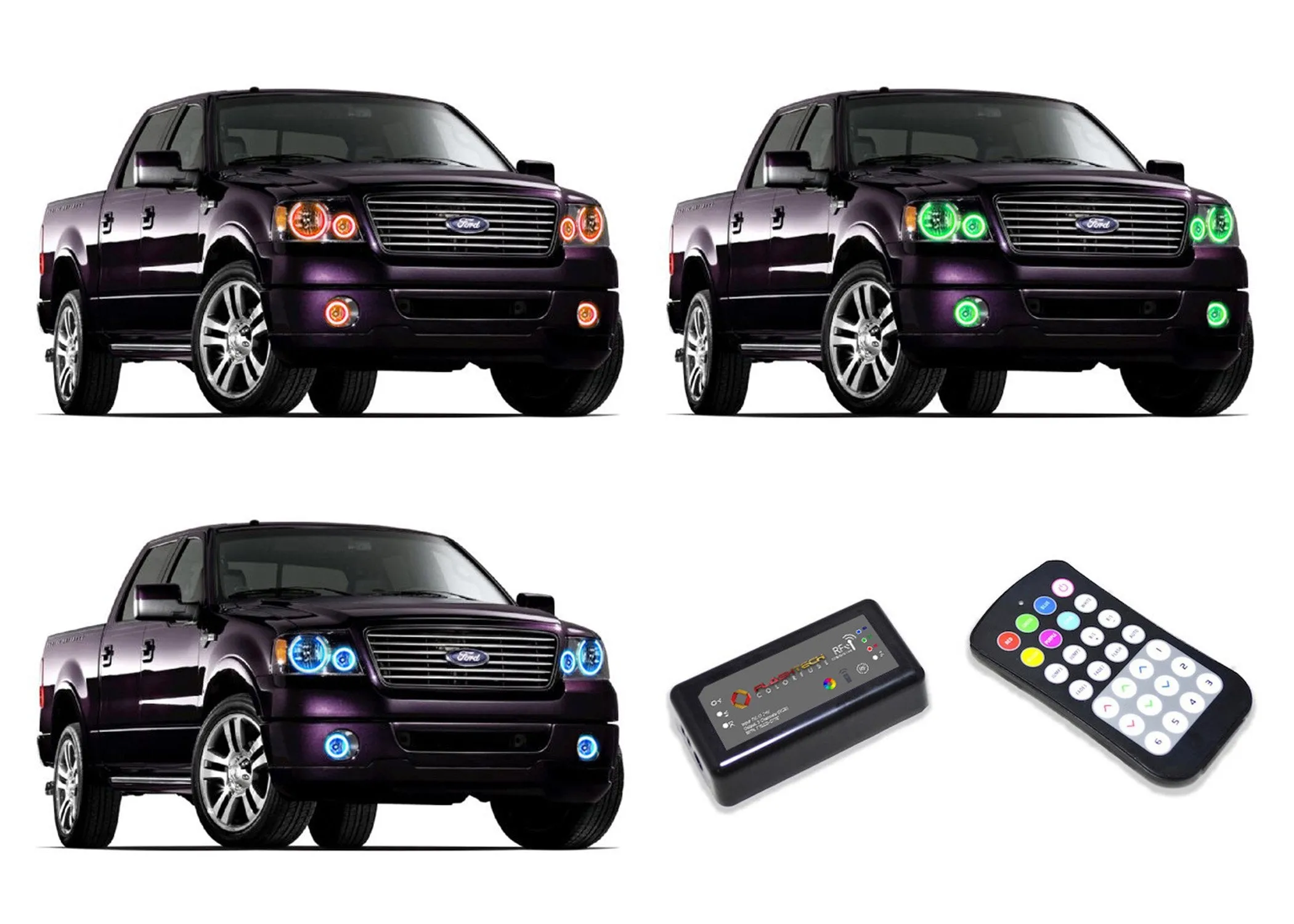 Ford F150 V.3 Fusion Color Change Headlight & LED Halo Fog Light Kit 2004-2008