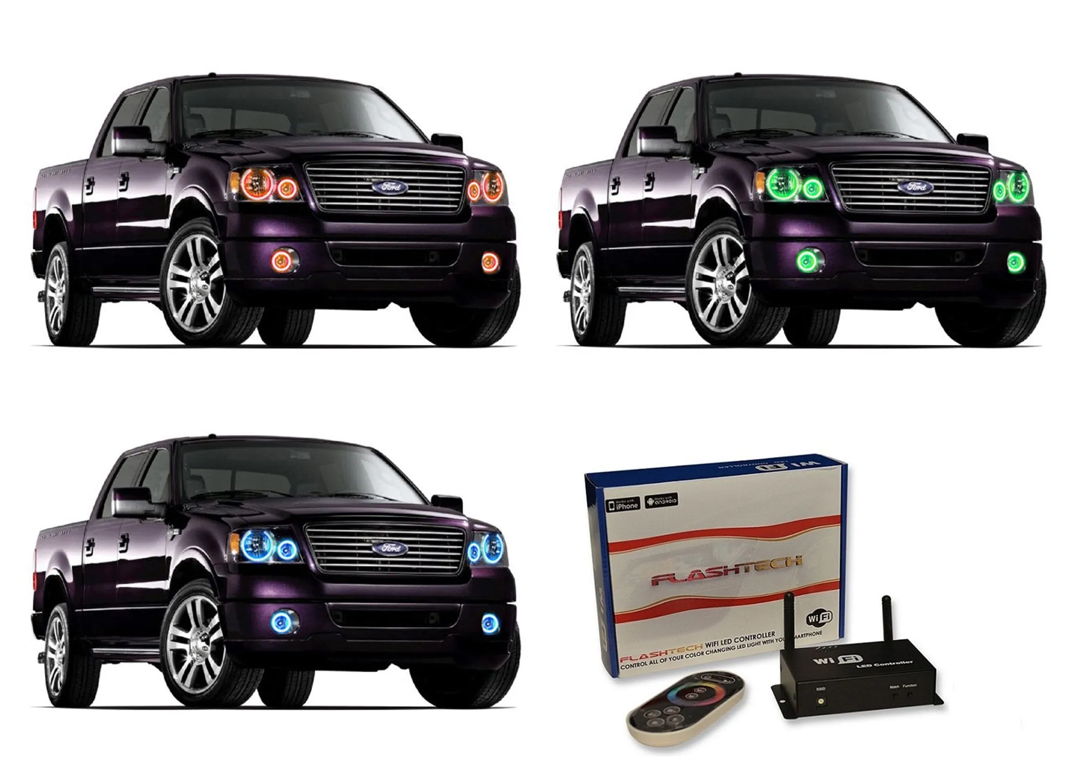 Ford F150 V.3 Fusion Color Change Headlight & LED Halo Fog Light Kit 2004-2008