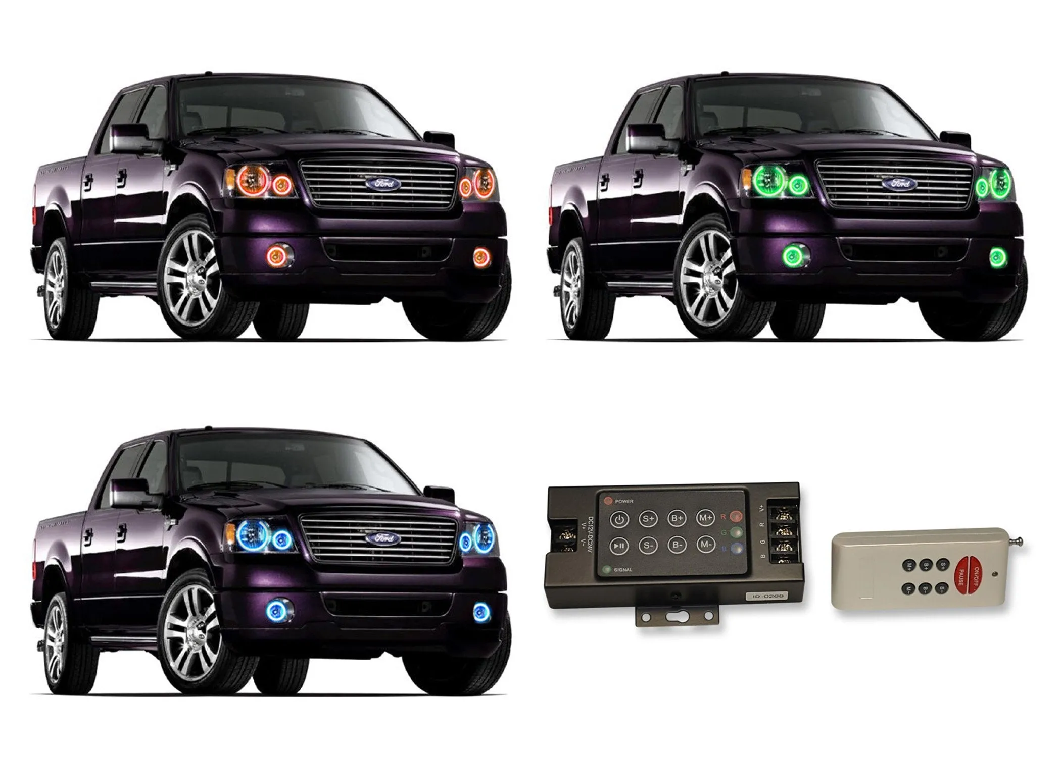 Ford F150 V.3 Fusion Color Change Headlight & LED Halo Fog Light Kit 2004-2008