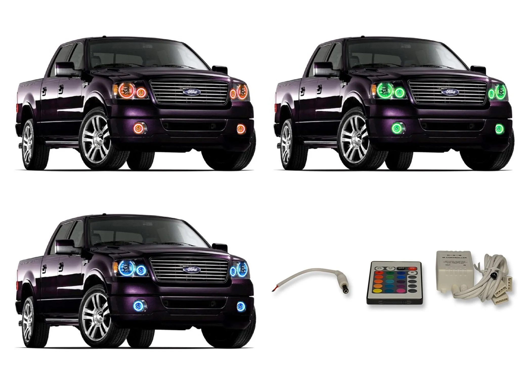 Ford F150 V.3 Fusion Color Change Headlight & LED Halo Fog Light Kit 2004-2008