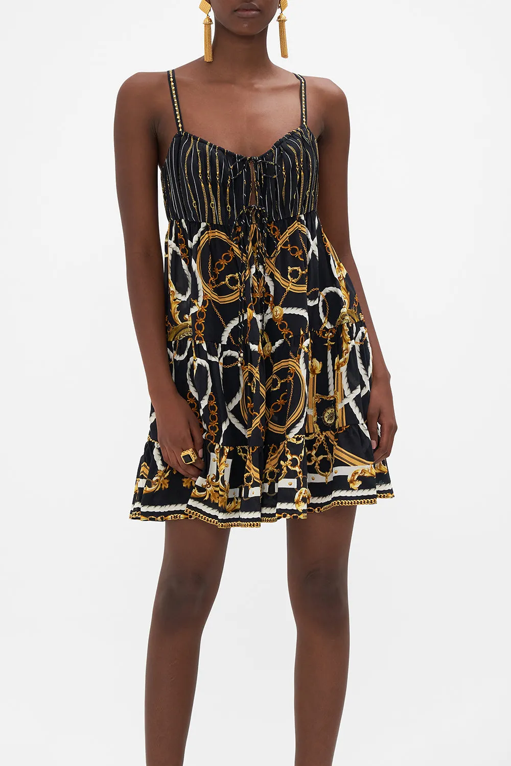 GATHERED BUST TIERED MINI DRESS COAST TO COAST