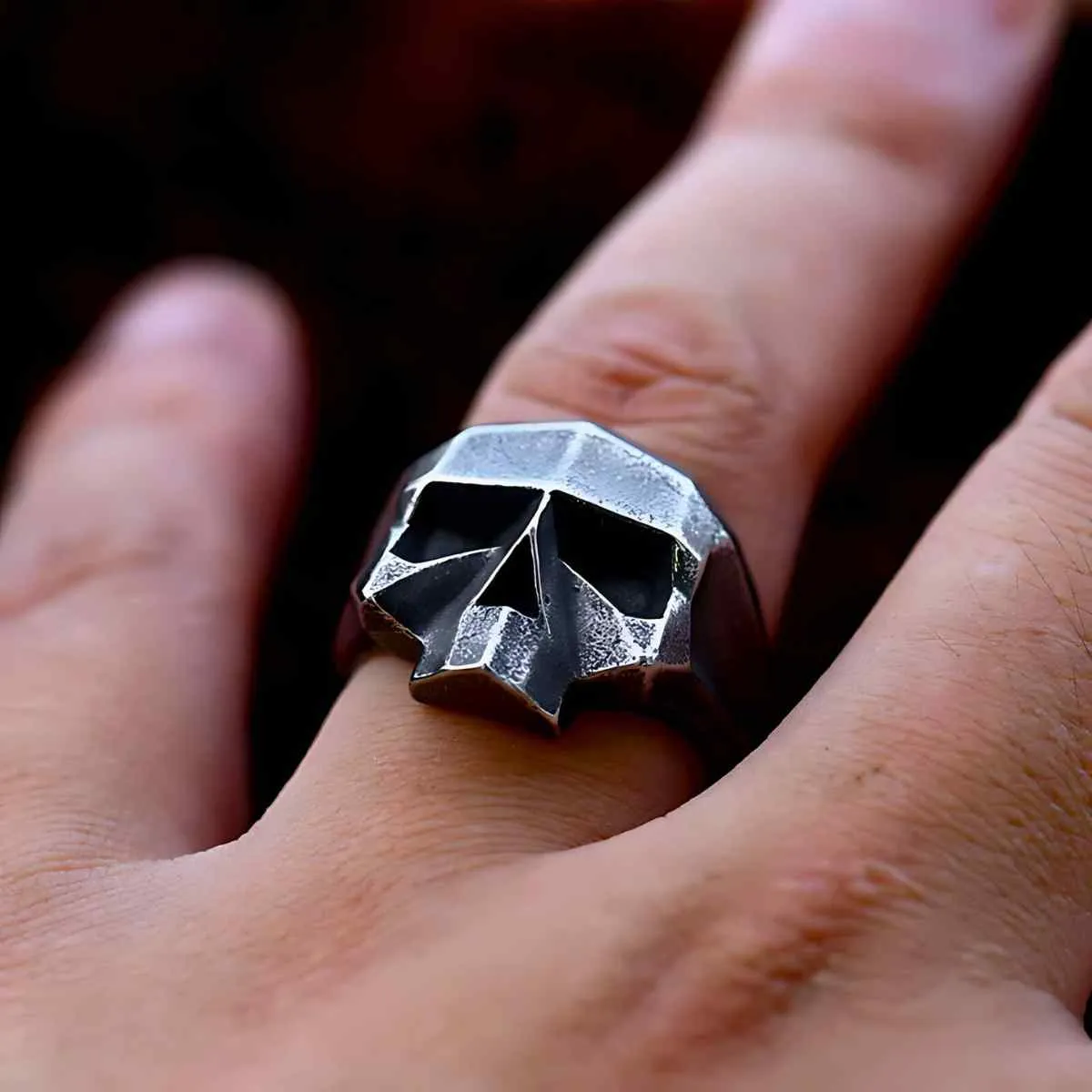 Geometric Skull Ring