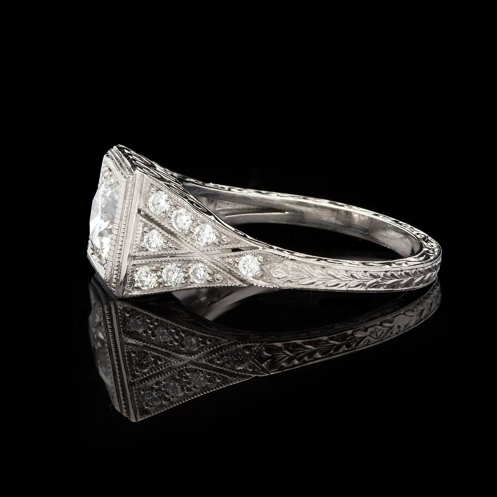 GIA 1.05ct F/SI1 Diamond Platinum Ring