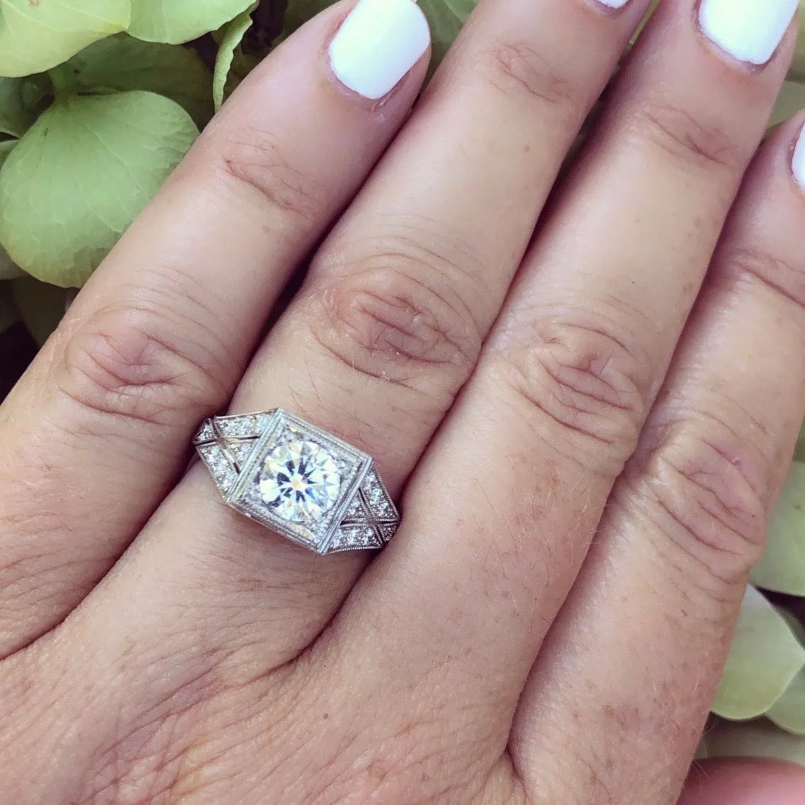 GIA 1.05ct F/SI1 Diamond Platinum Ring