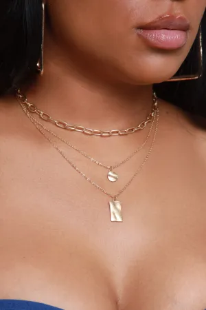 Gilded Links Layered Pendant Necklace - Gold