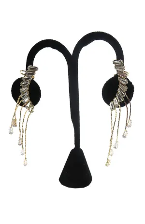 Gold Curved Bar 5 Row Earrings