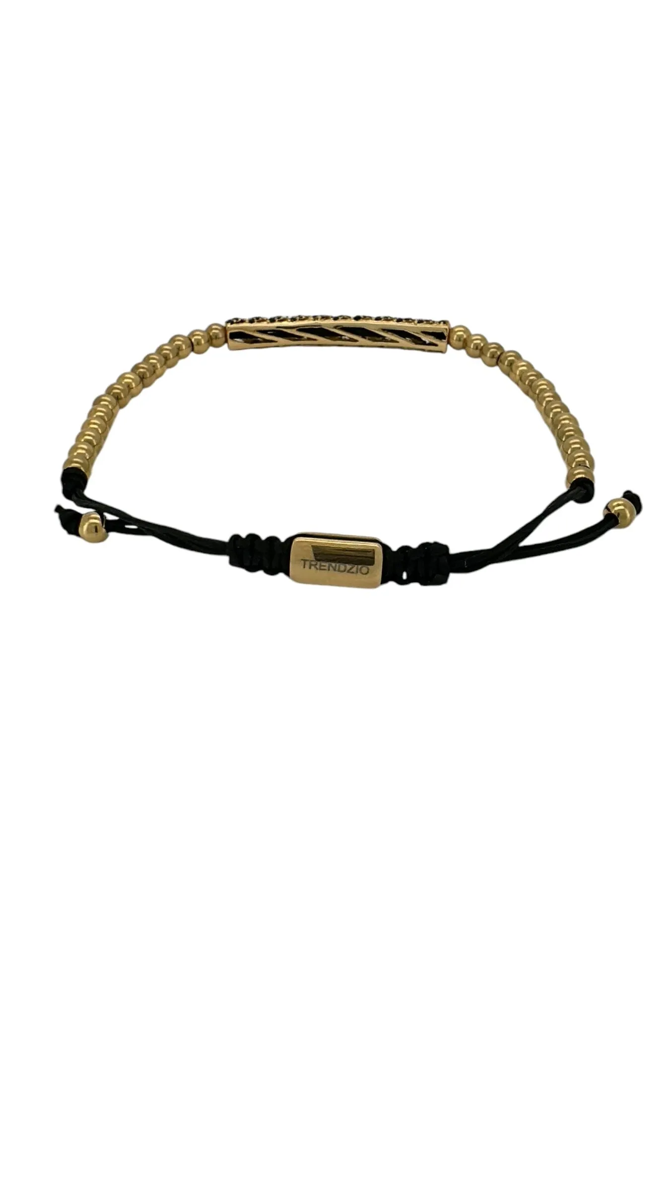 Gold CZ Pave Tube Macrame Bracelet