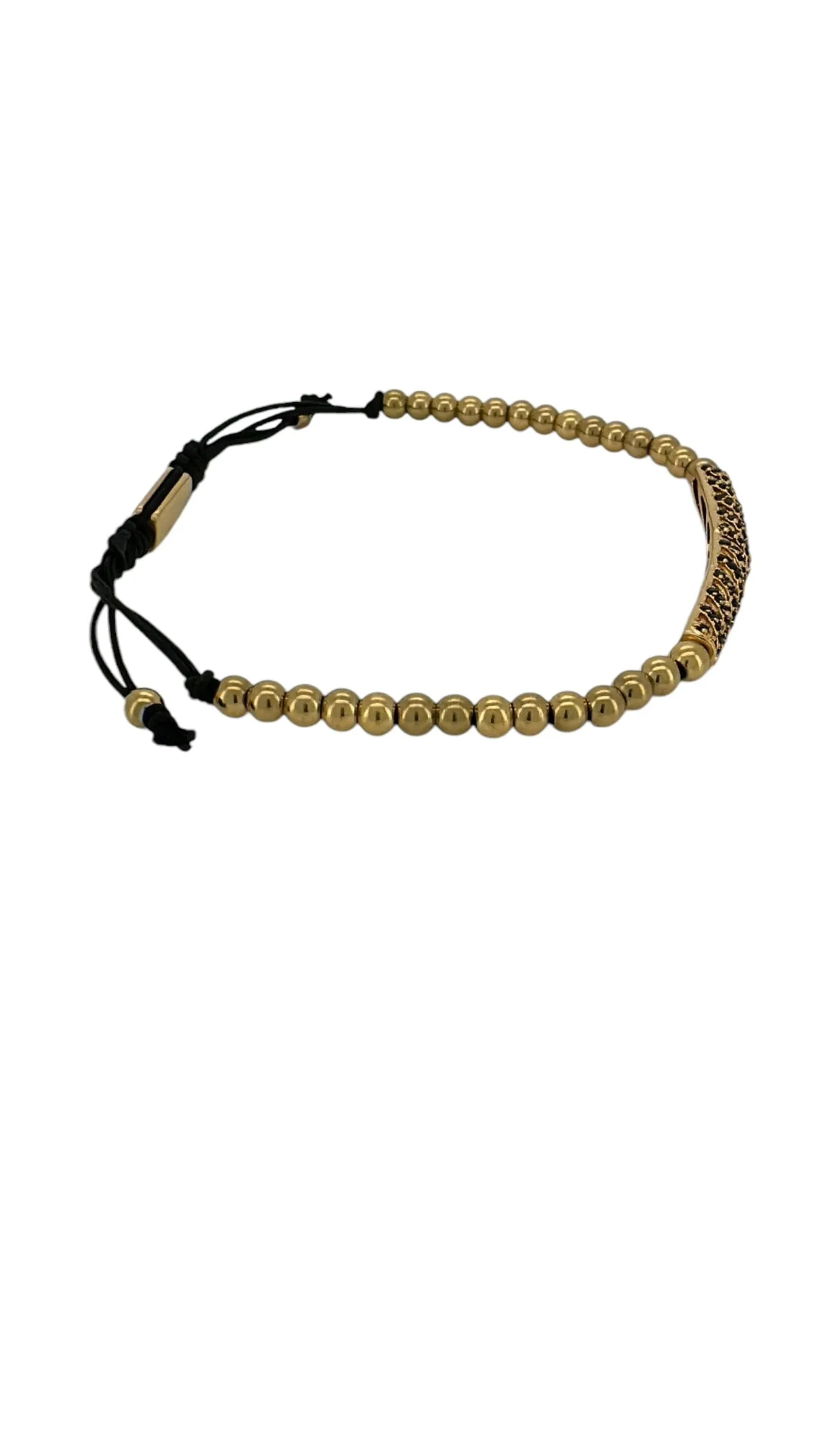 Gold CZ Pave Tube Macrame Bracelet