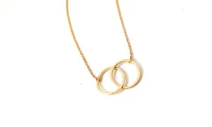 Gold Infinity Double Circles Necklace for Girls
