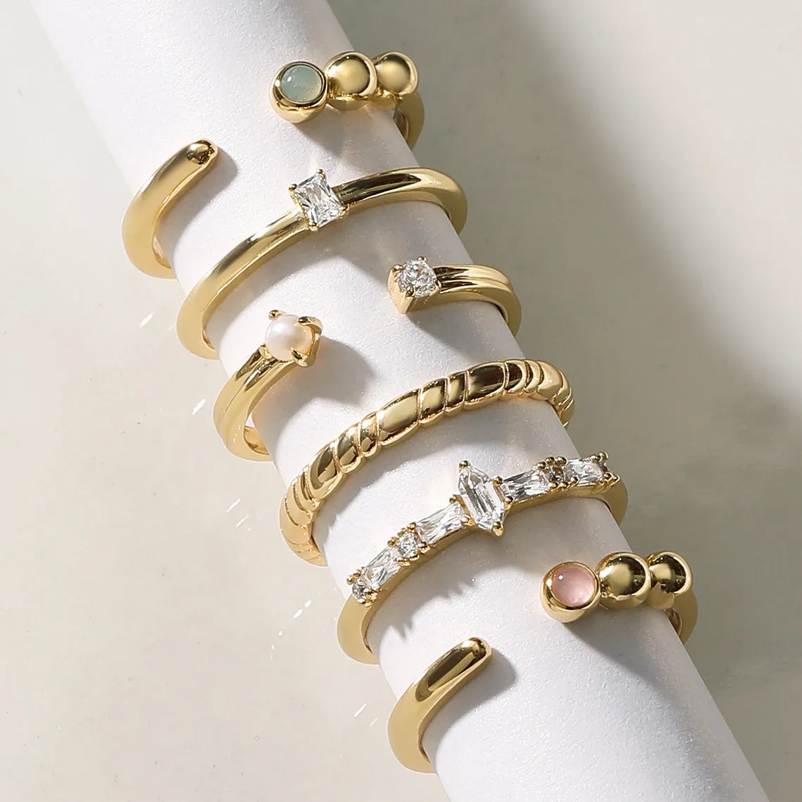 Gold Orb Amazonite Adjustable Ring