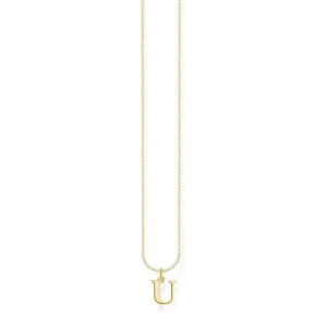 Gold Plated Letter U Necklace KE2030-413-39-L45V