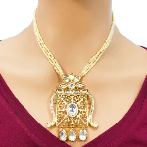 Gold Plated Pandent Beaded Kundan Set (D955)