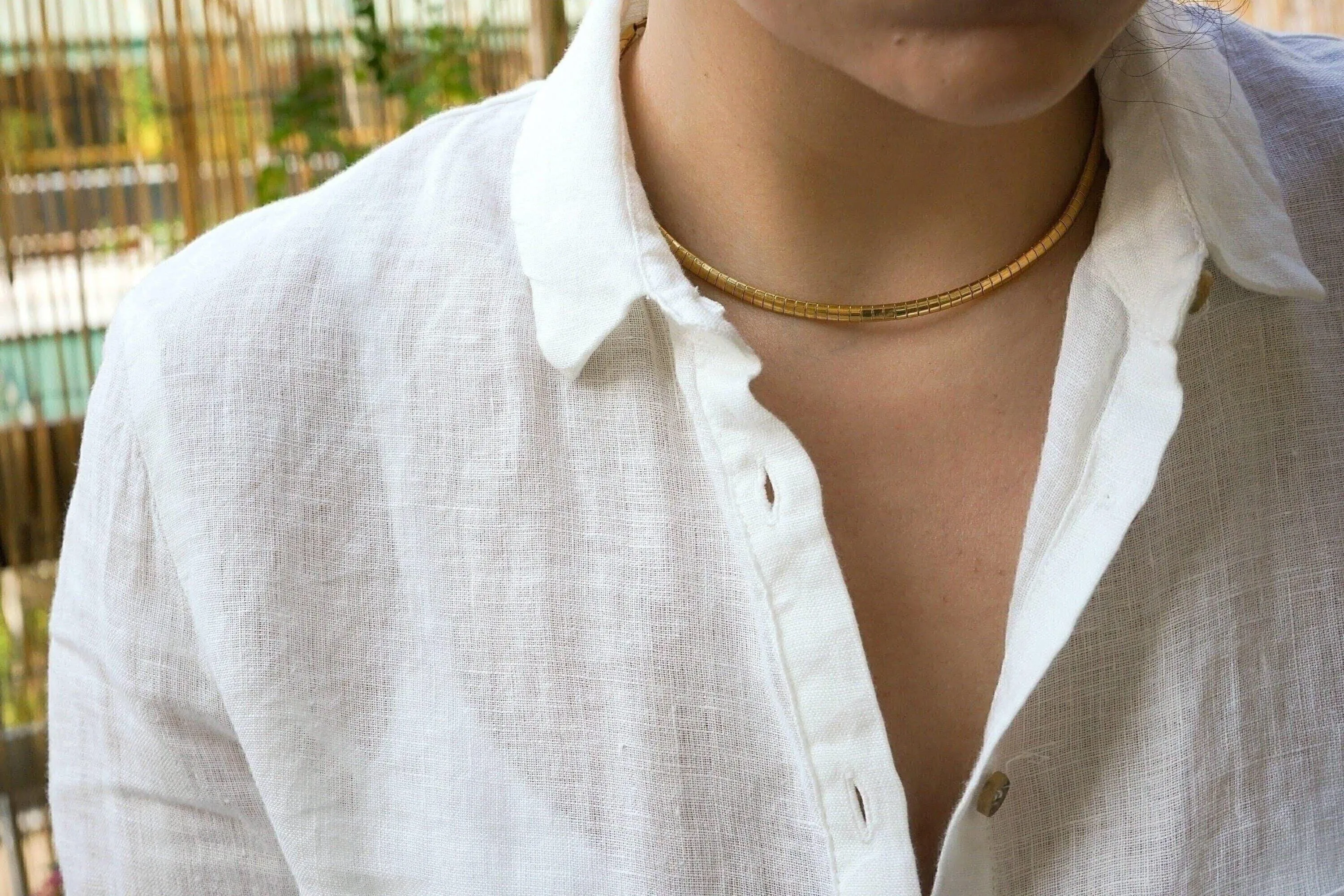 Gold Stainless Steel Flat Snake Chain Choker