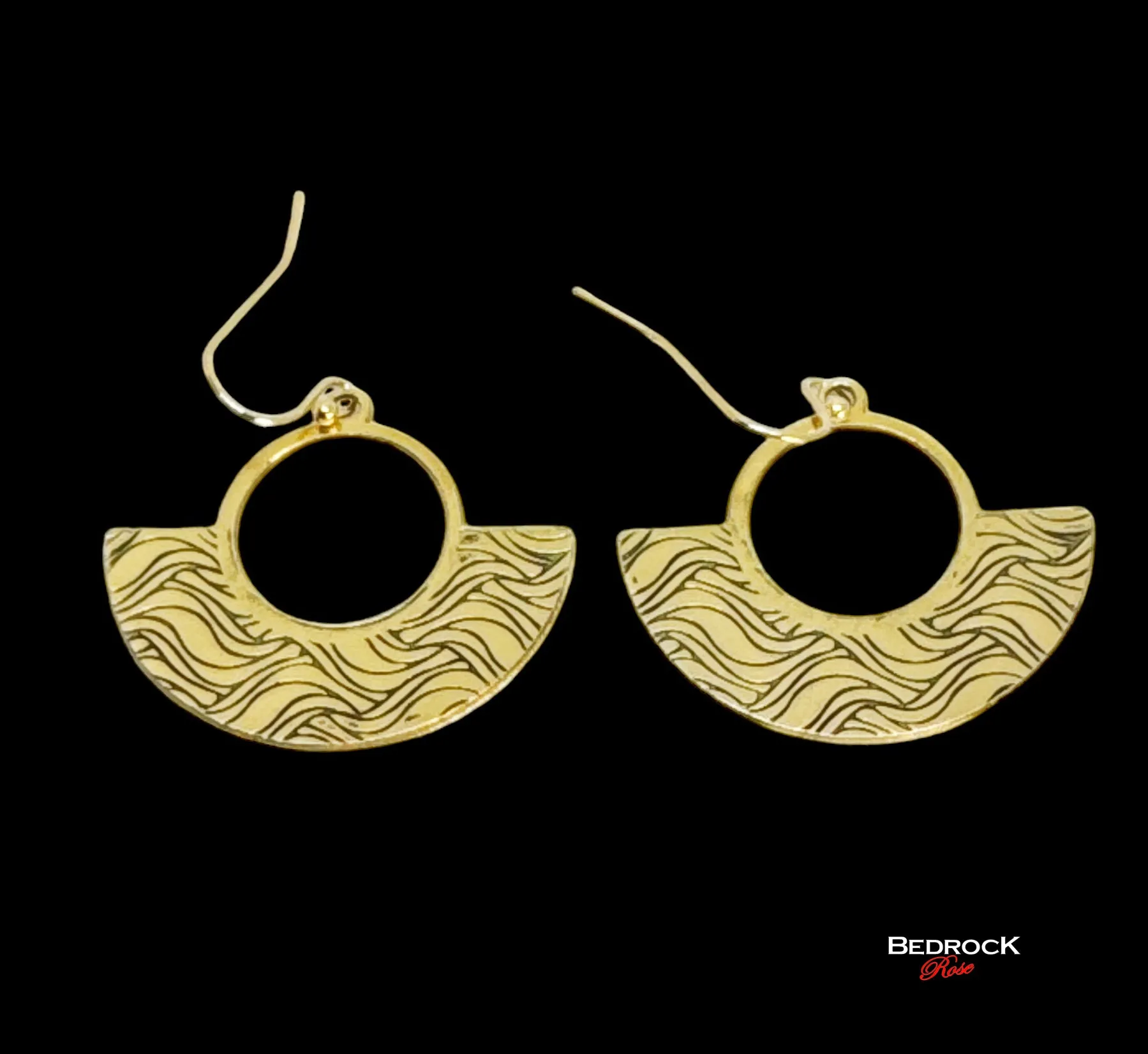 Gold Wave Design Chic Dangling Earrings | Boho Style