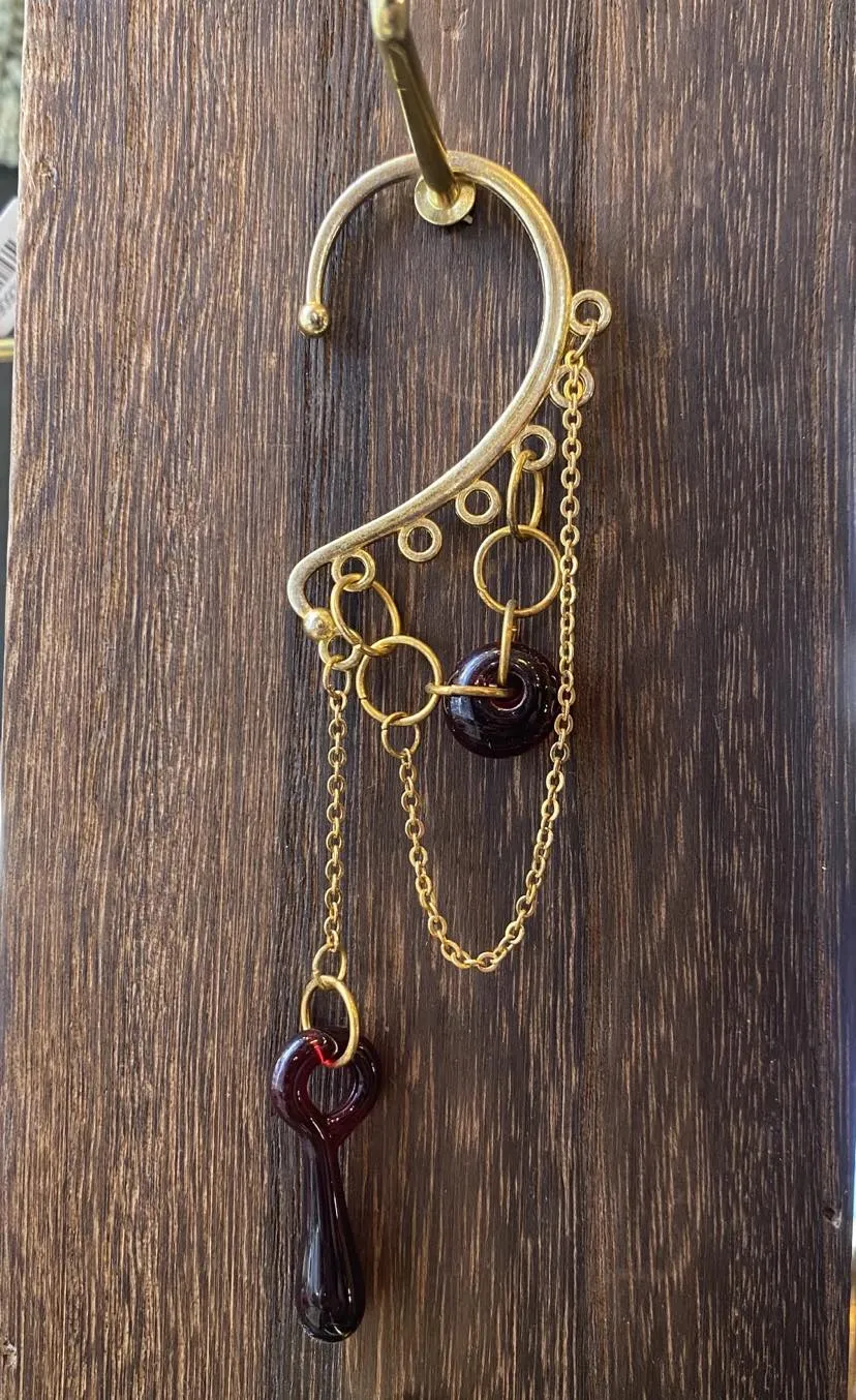 Gold with Red Glass Ear Cuff* #40