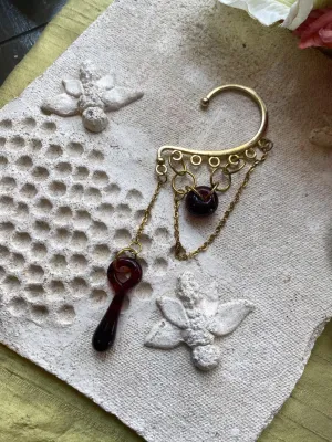 Gold with Red Glass Ear Cuff* #40