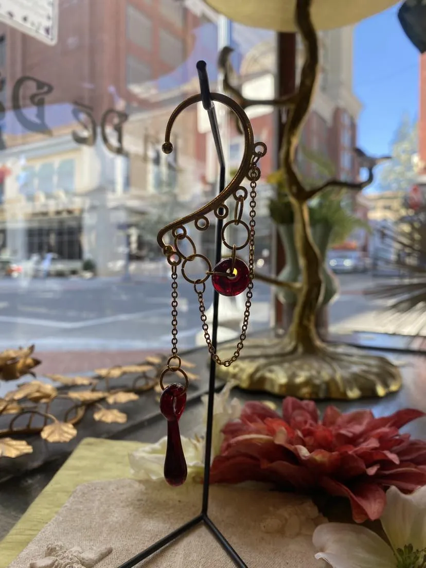 Gold with Red Glass Ear Cuff* #40