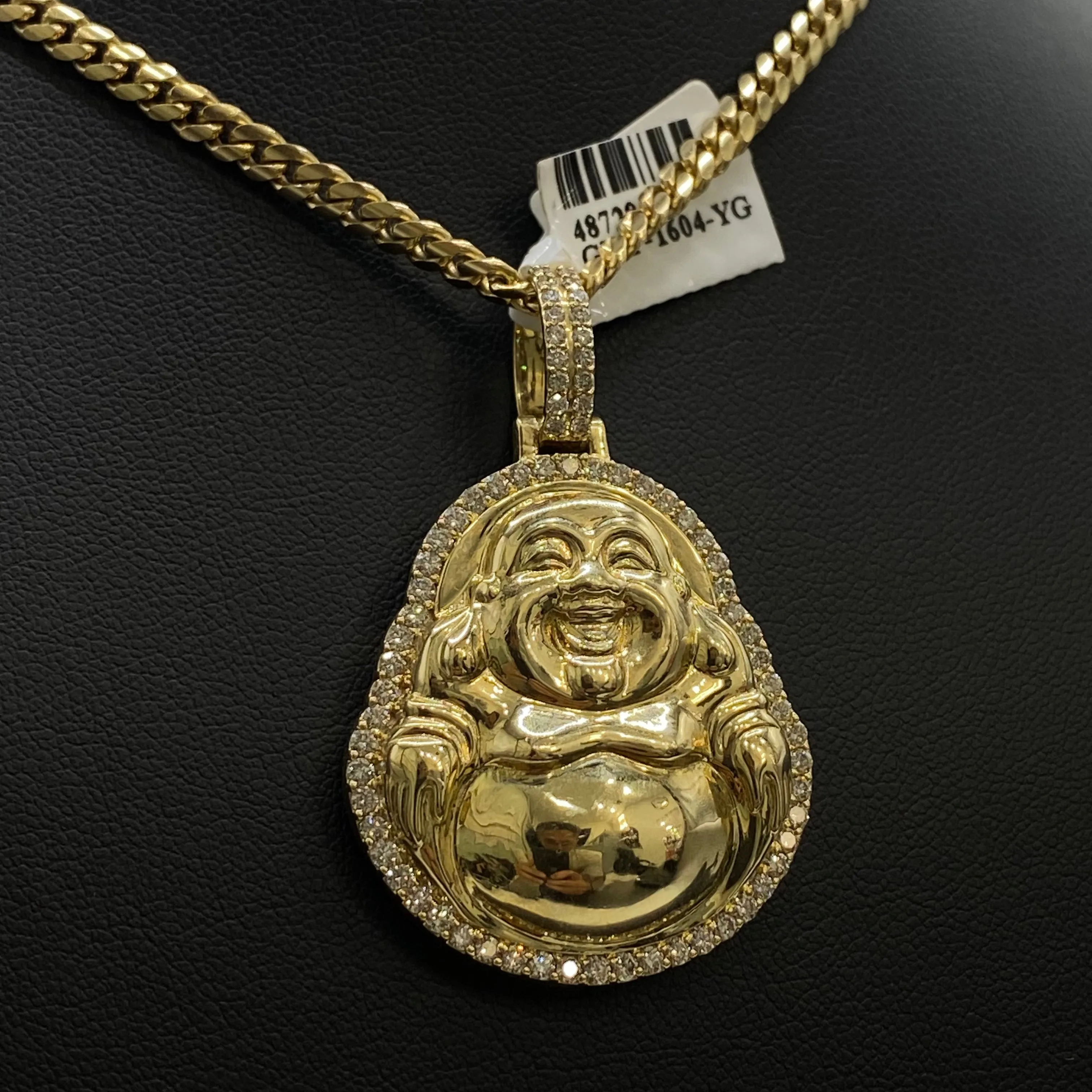 Golden Buddhas Pendant 10K Yellow Gold With Diamond 1,57ct / 18.7gr