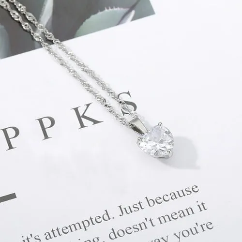 Goth Heart Necklace For Women Lovers Gold Stainless Steel Chain