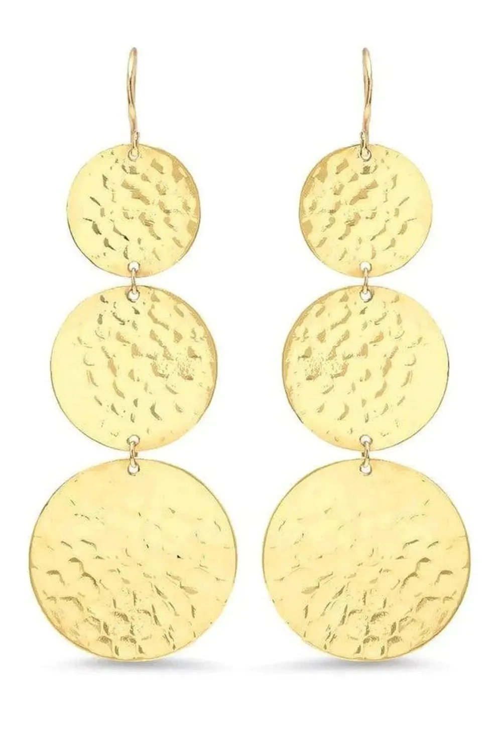 Graduated Hammered Disc Earrings