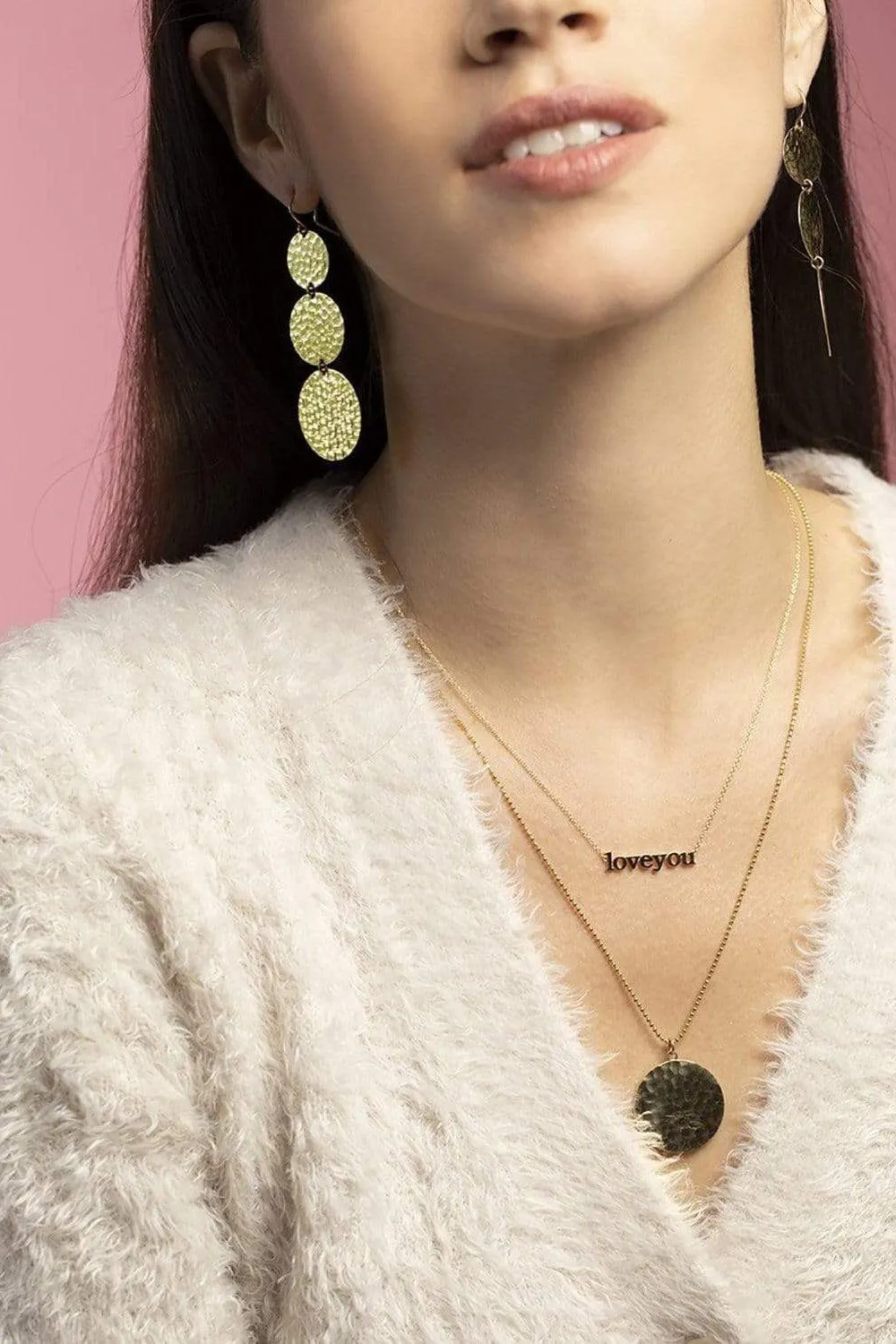 Graduated Hammered Disc Earrings
