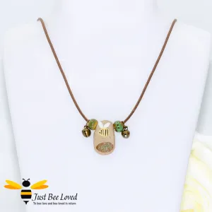 Handmade Small Clay Bee & Beads Rope Necklace