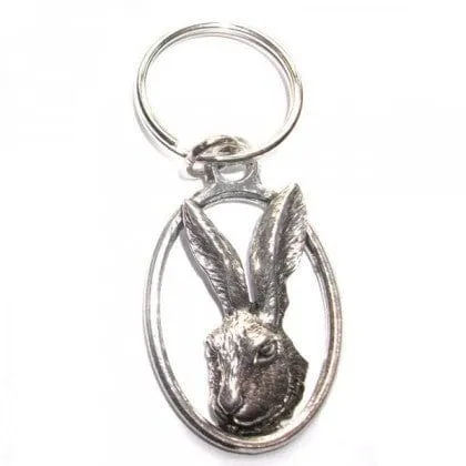 Hares Head Pewter Key Ring