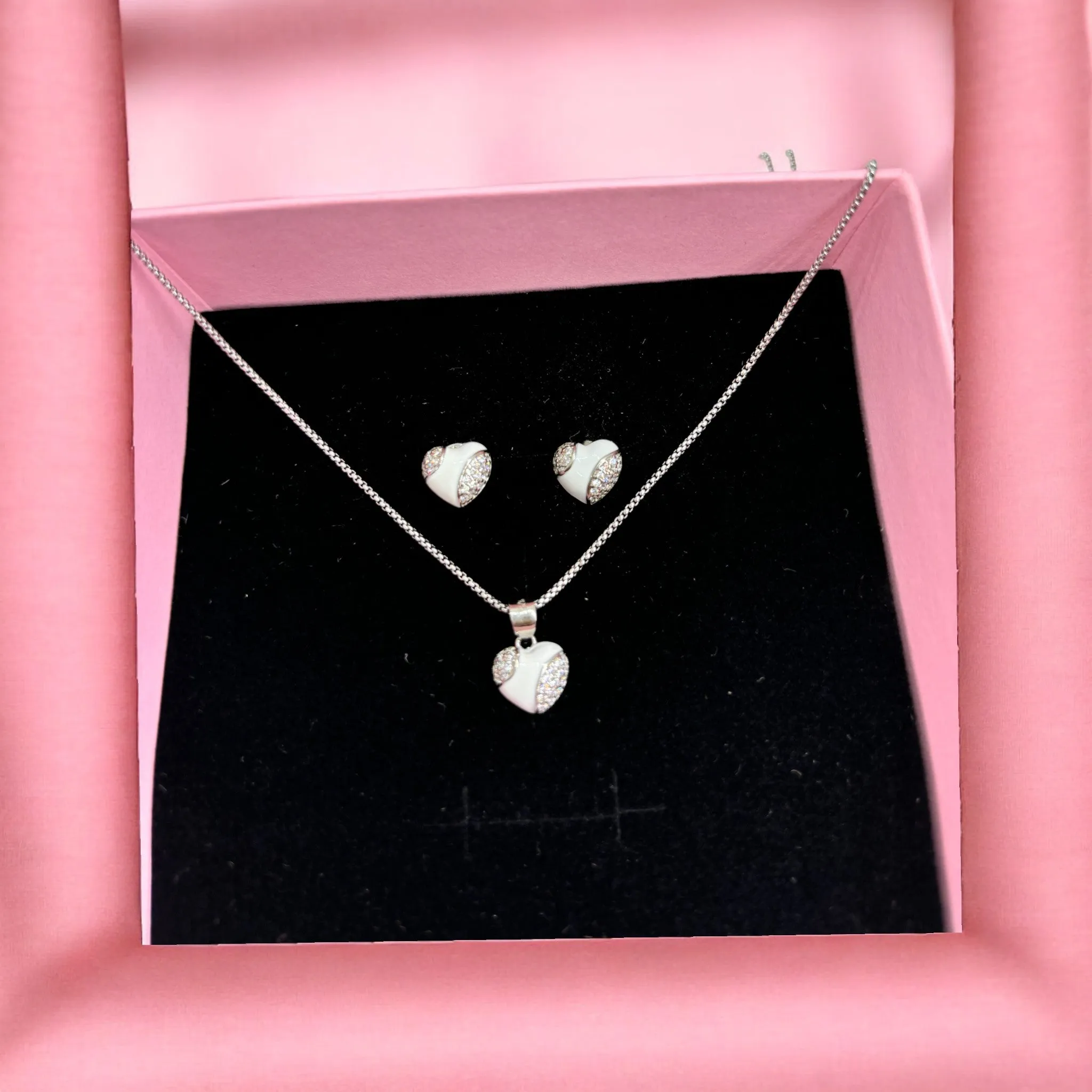 Heart Enamel Pendant set