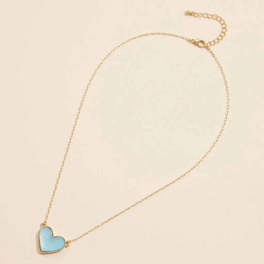 Heart in a Daze Pink Druzy Necklace