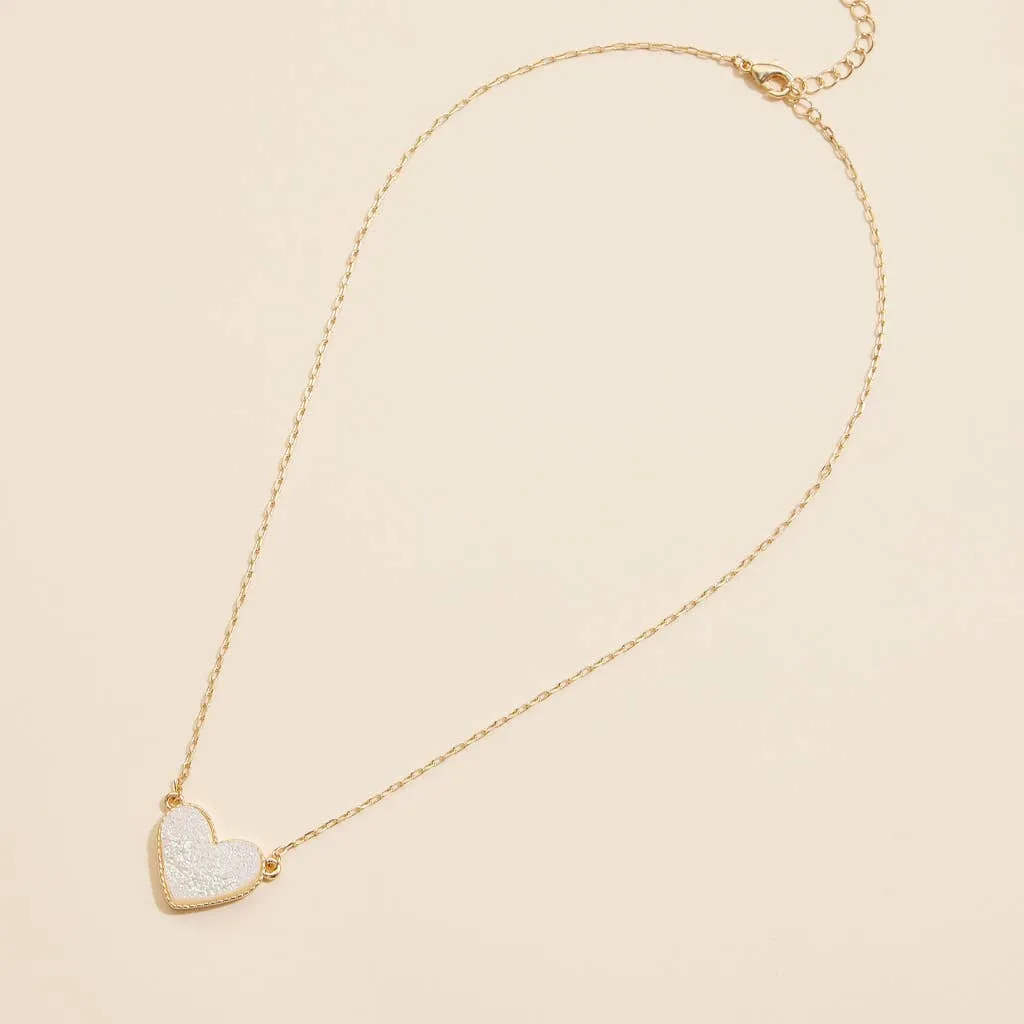 Heart in a Daze Pink Druzy Necklace