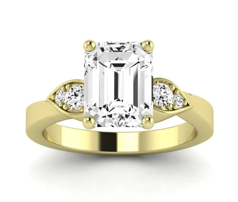 Hibiscus - Emerald Moissanite Engagement Ring