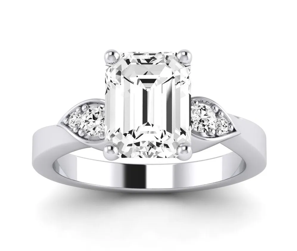 Hibiscus - Emerald Moissanite Engagement Ring