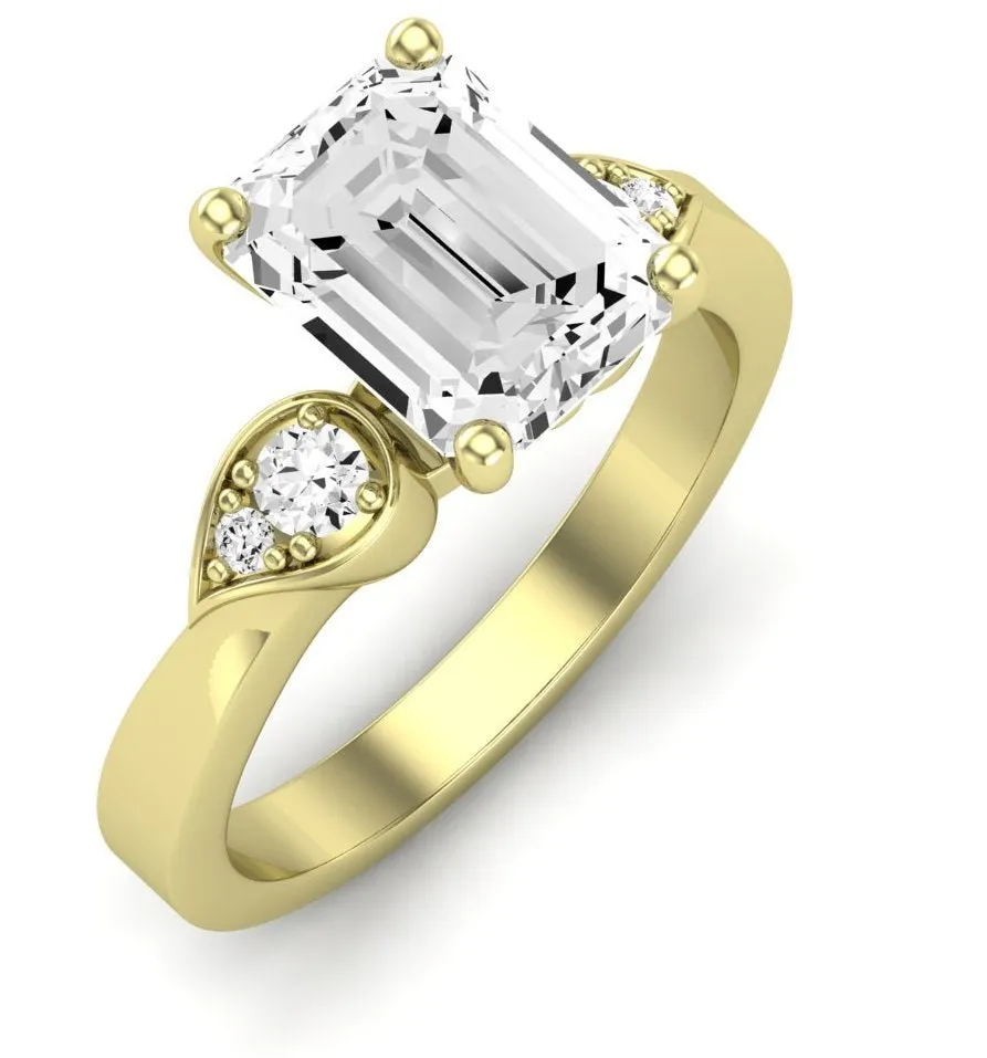 Hibiscus - Emerald Moissanite Engagement Ring