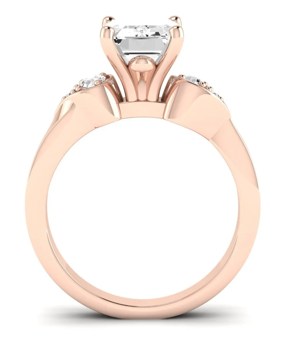 Hibiscus - Emerald Moissanite Engagement Ring